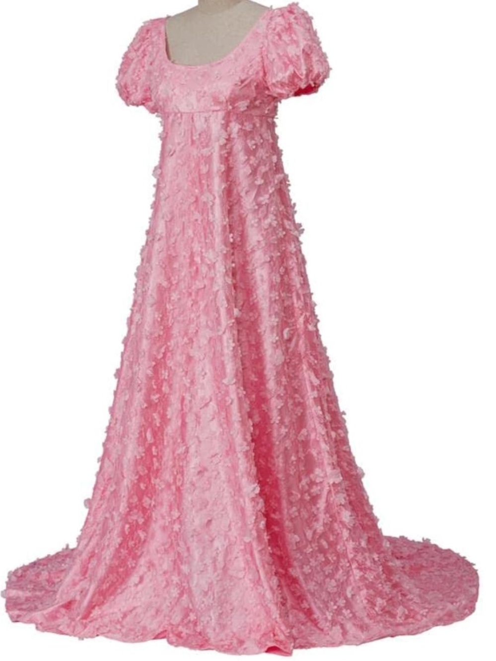 Pink Floral Maxi Puff Sleeve Cottagecore Romantic Formal Gown Women's. Size L - Picture 4 of 7